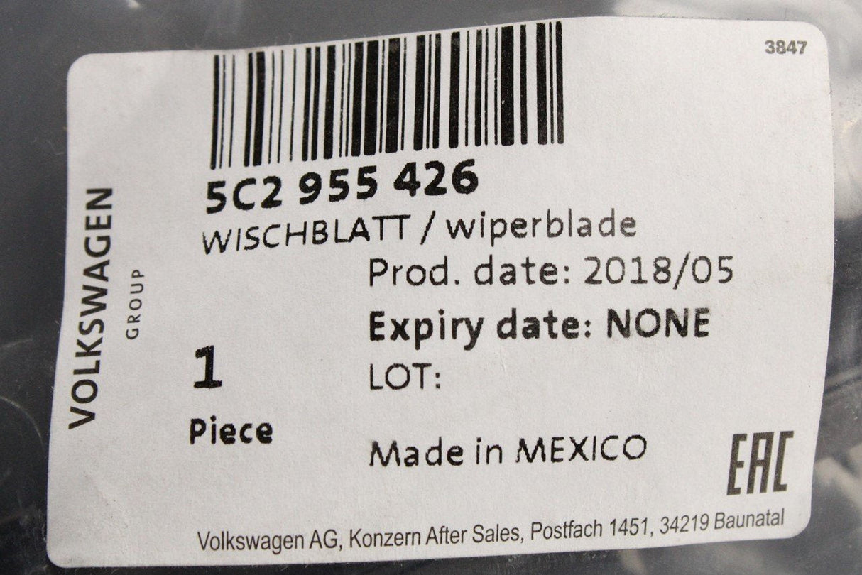 VW Beetle 2012- 2019 aero wiper blade x1 (front) 5C2955426