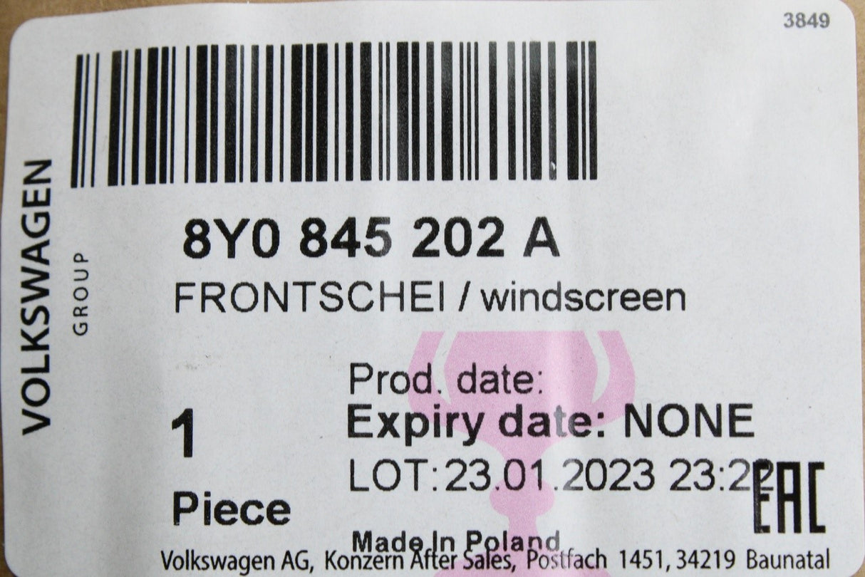 Audi A3 8Y 2022-on front door side window glass (right) 8Y0845202A
