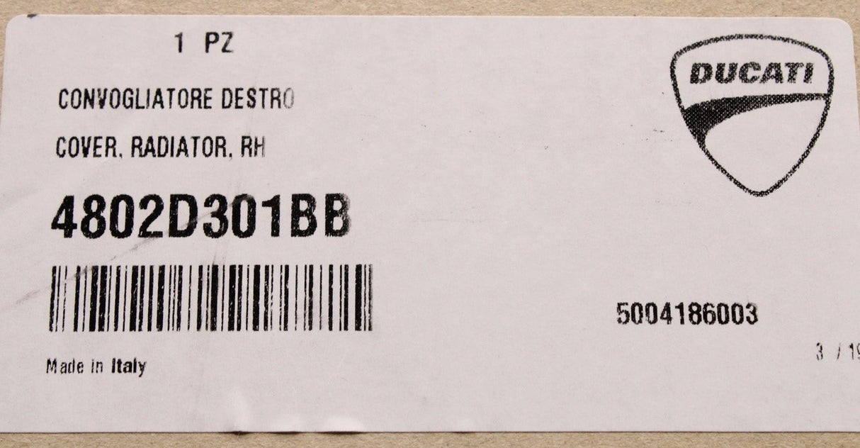 Ducati Diavel V4 2023-on radiator air intake fairing (right) 4802D301BB