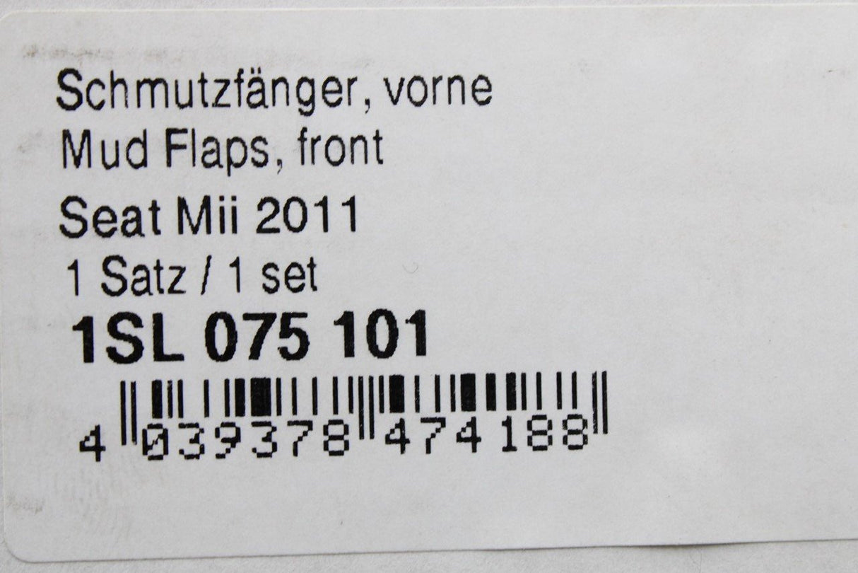 SEAT Mii 2012-on Accessory mud flaps set with fittings (front) 1SL075101