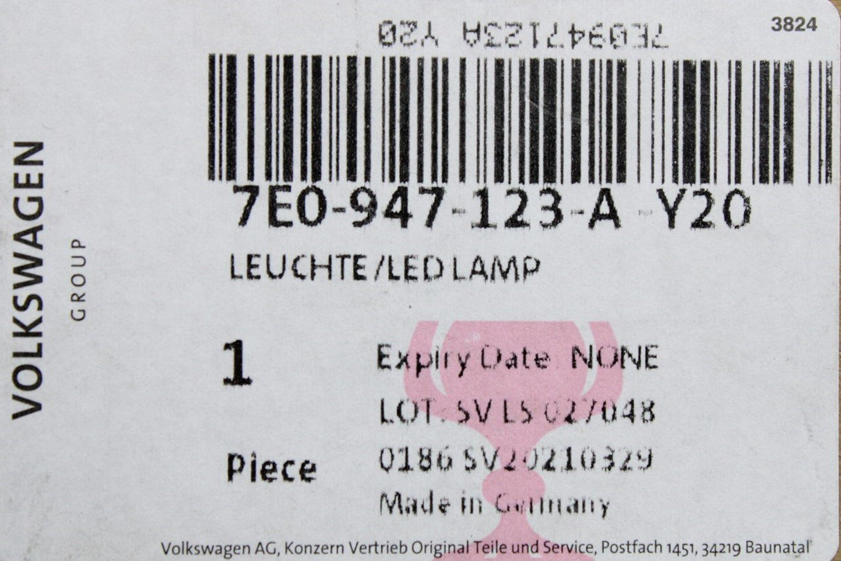 VW Transporter T6 T6.1 Caddy load compartment LED light 7E0947123A Y20