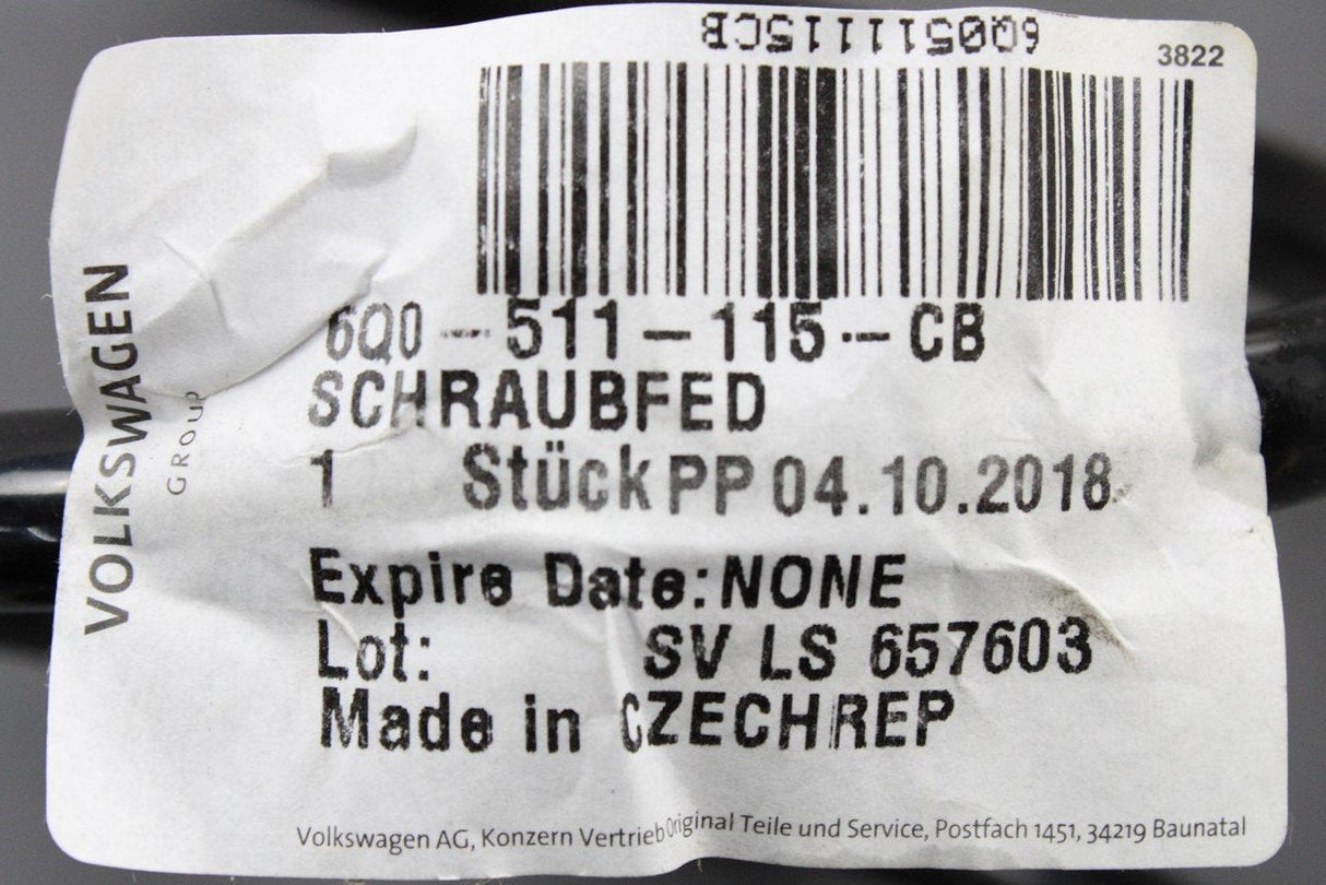 VW Polo 9N3 6R 6C 2005-18 suspension coil spring (rear) 6Q0511115CB