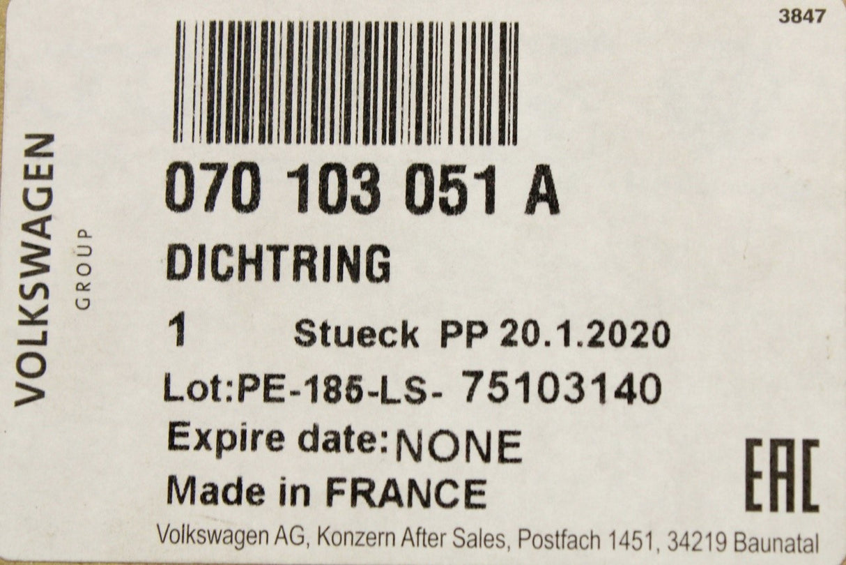 VW Transporter Audi A8 TTRS crankshaft seal (2.5L 3.3L) 070103051A
