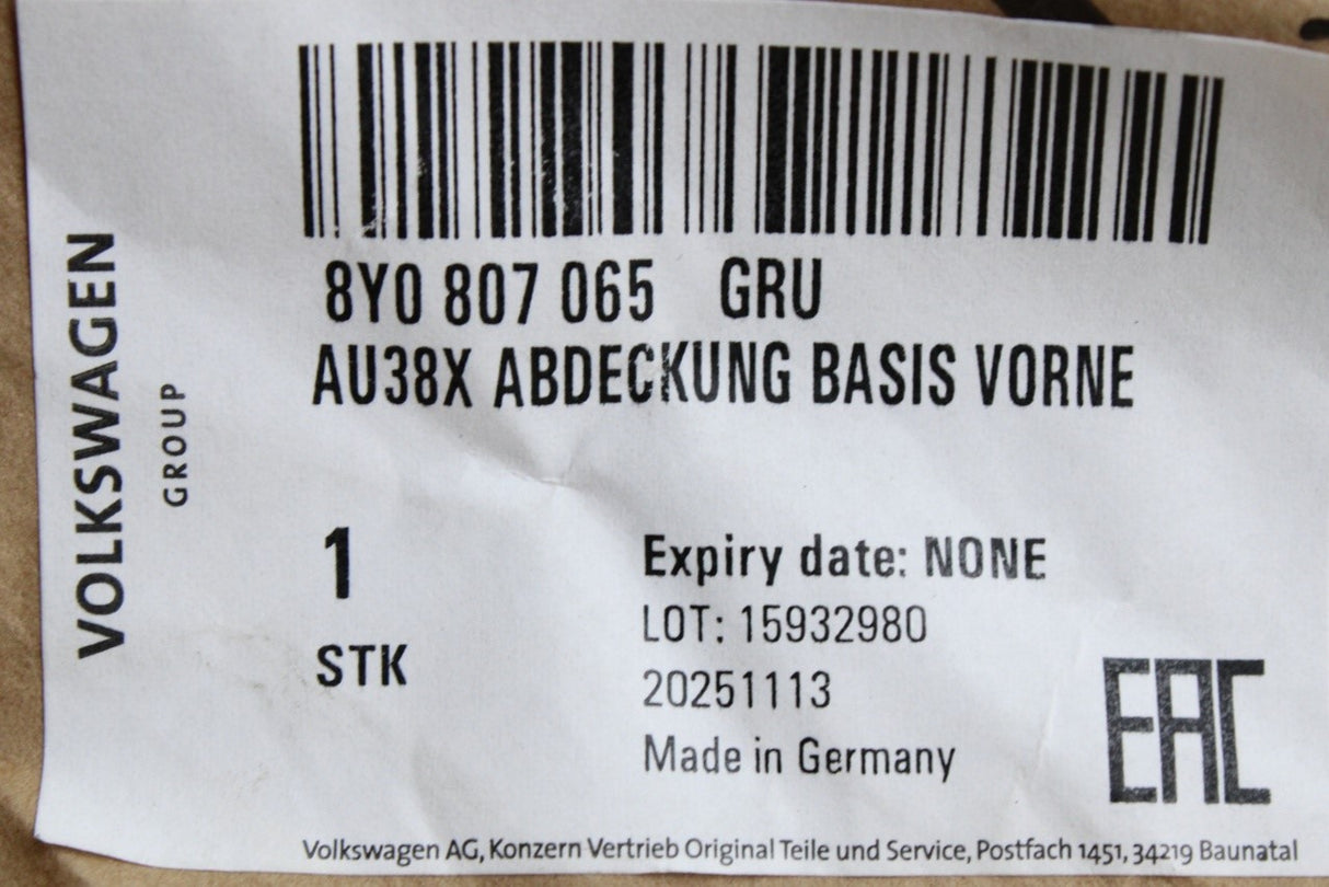 Audi A3 8Y 2020-on front bumper cover (primed) 8Y0807065 GRU