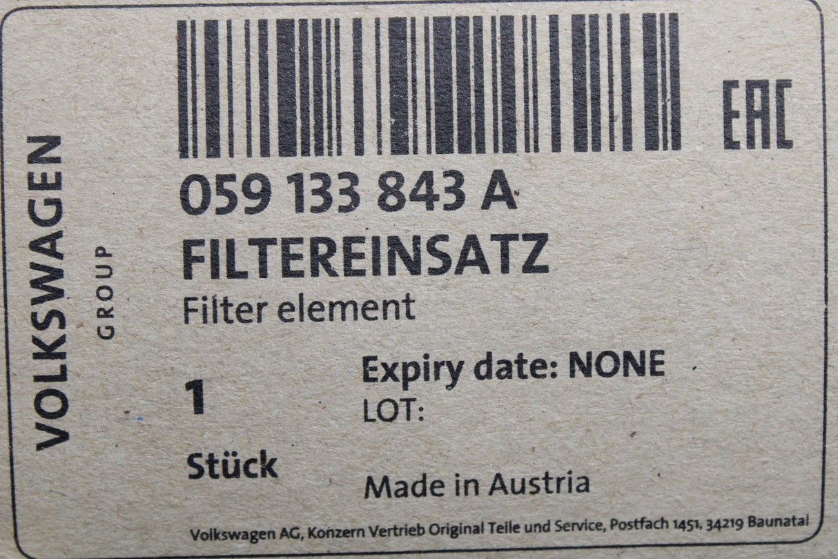 VW Passat Audi A4 A6 Skoda Superb 2.5 TDI air filter element 059133843A