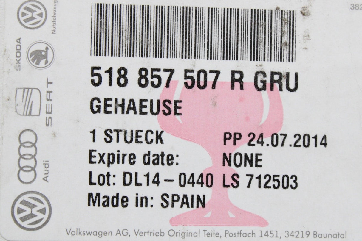 VW Golf Sportsvan 2014-20 RHD wing mirror housing (left) 518857507R GRU