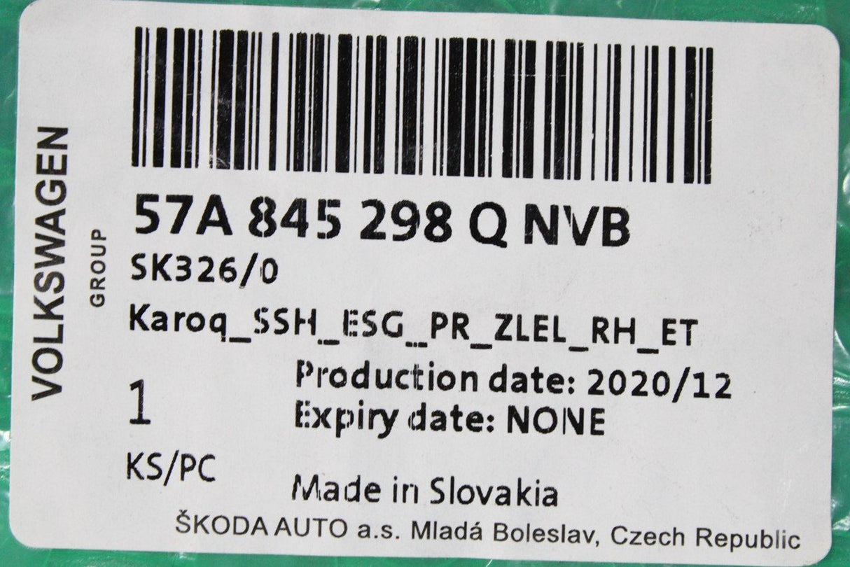 Skoda Karoq 18- rear quarter window glass tinted (right) 57A845298Q NVB