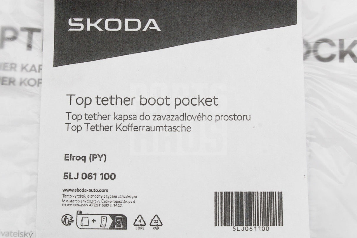 Skoda Enyaq Elroq IV tethered charge cable storage pocket 5LJ061100