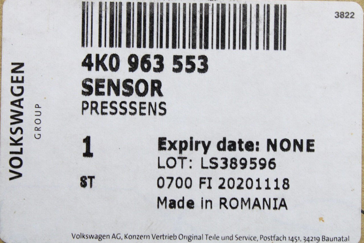 VW Audi SEAT pressure sensor for seat occupied recognition 4K0963553