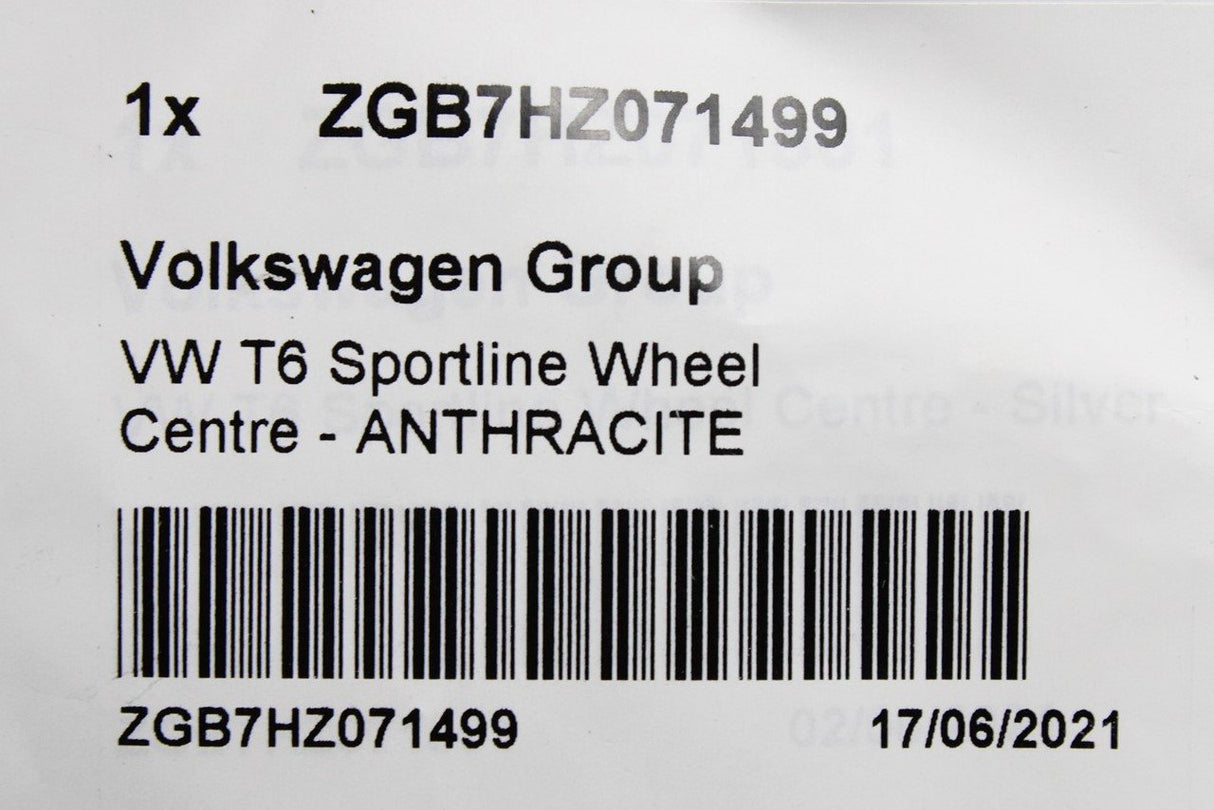 VW Transporter T6 Sportline single alloy wheel cap (x1) ZGB7HZ071499