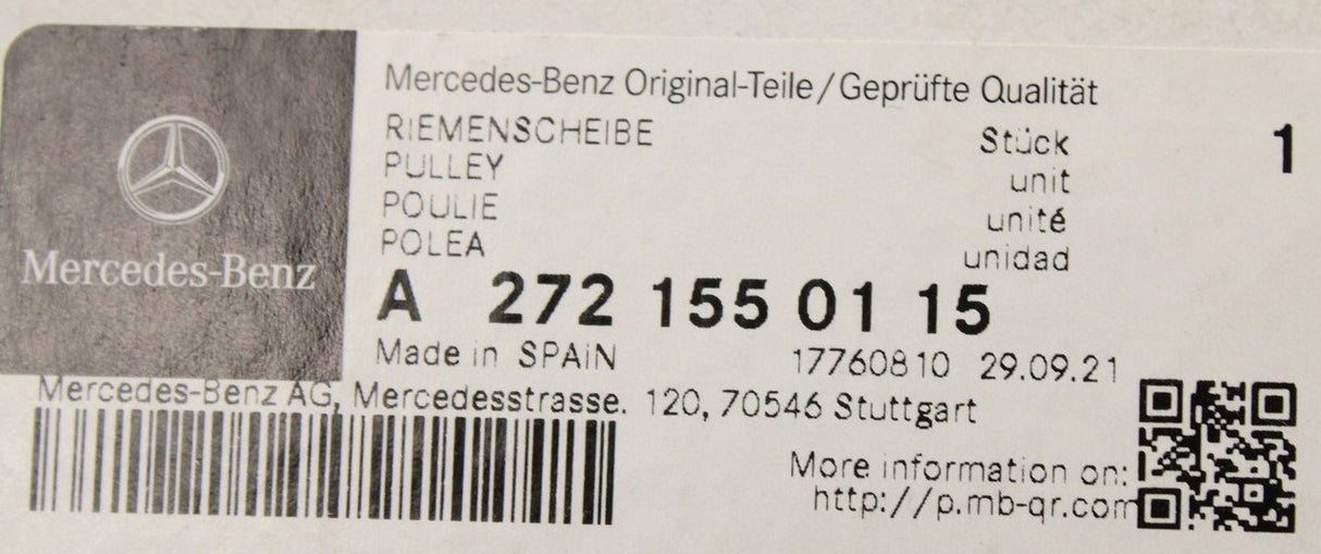 Mercedes-Benz C-Class alternator pulley A2721550115