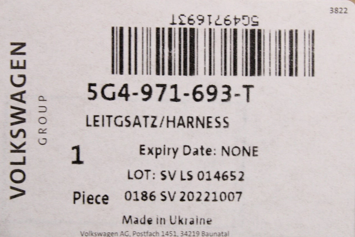 VW Golf MK7 MK7.5 door wiring harness (rear, left) 5G4971693T