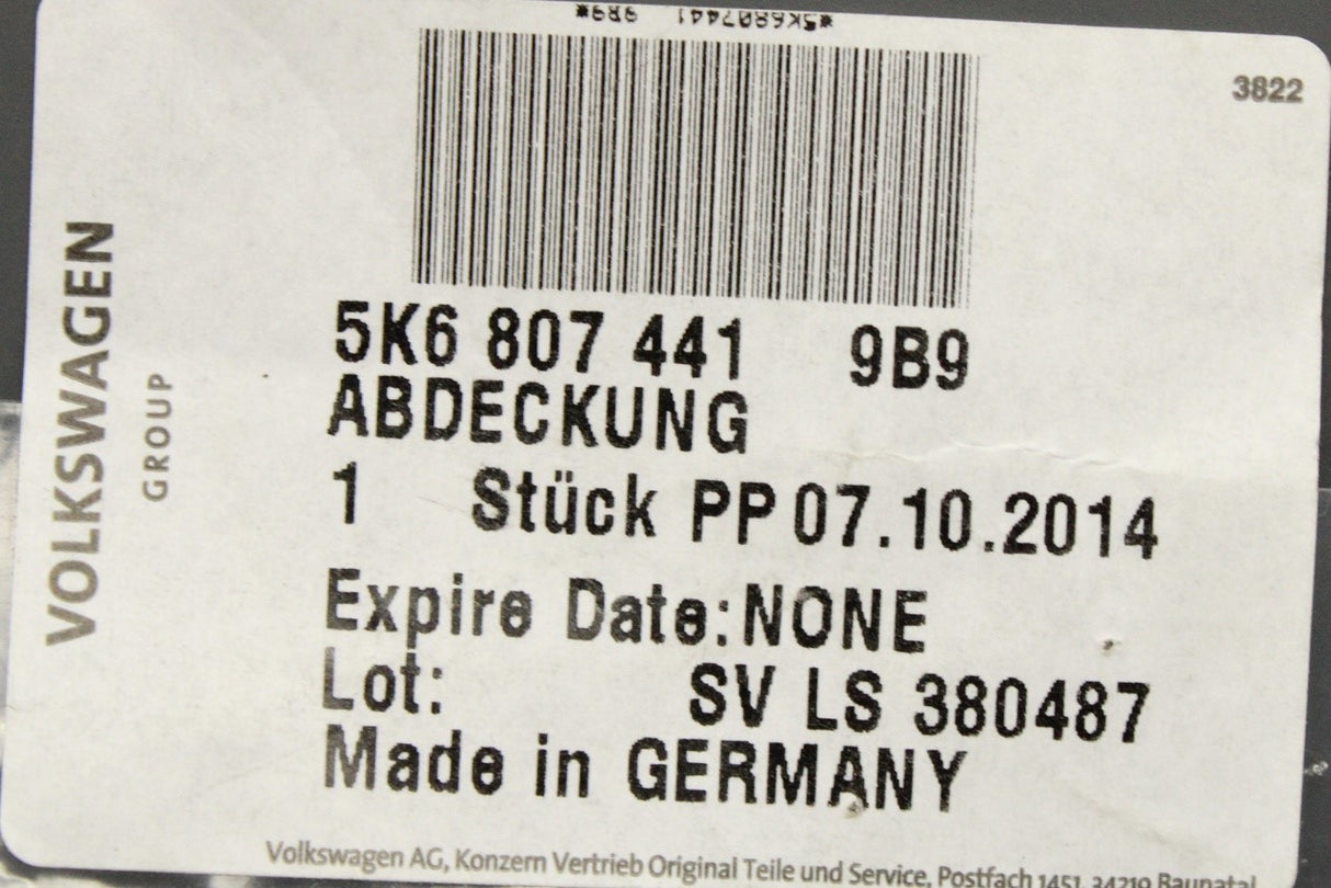 VW Golf MK6 2009-13 rear bumper towing eye cover trim 5K6807441 9B9