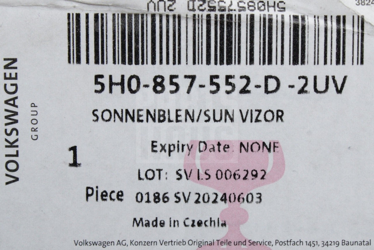 VW Golf MK8 ID.3 Leon Born Formentor LHD sun visor right 5H0857552D 2UV