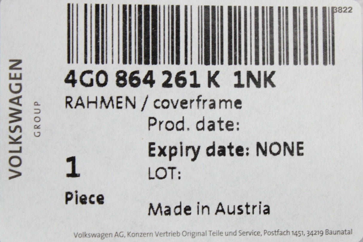 Audi A6 RS6 11-18 A7 RS7 centre console cover frame trim 4G0864261K 1NK
