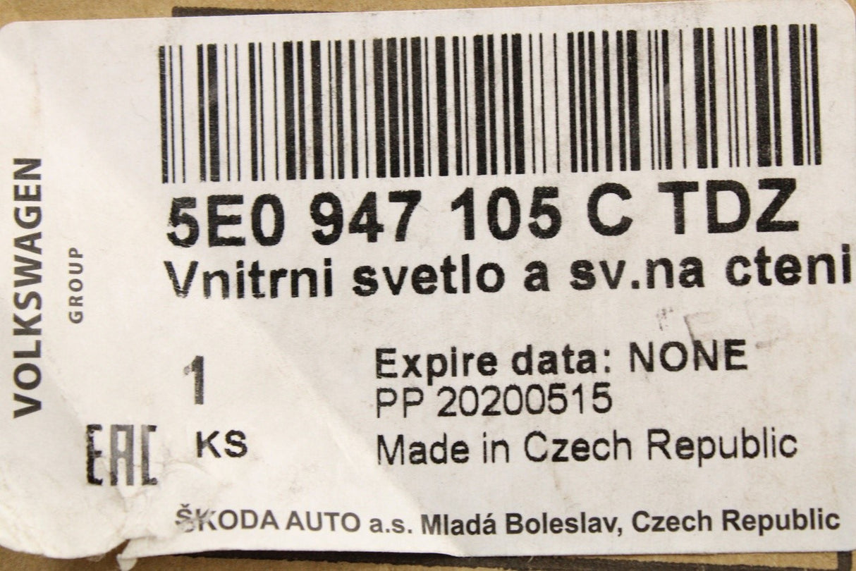 Skoda Octavia 13-21 sun roof controls reading light 5E0947105C TDZ
