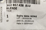VW Arteon Passat B8 2015-on RHD boot switch trim (right) 3G2867426 81U