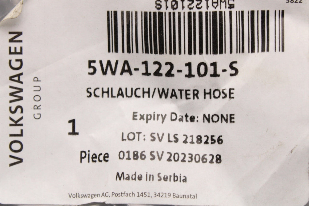 VW Golf MK8 Audi A3 8Y Skoda Karoq SEAT 1.0 TSI coolant hose 5WA122101S