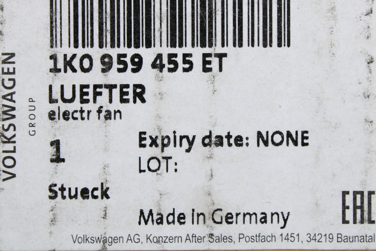 VW Golf MK5 MK6 Audi A3 8P Skoda SEAT Leon 1P radiator fan 1K0959455ET