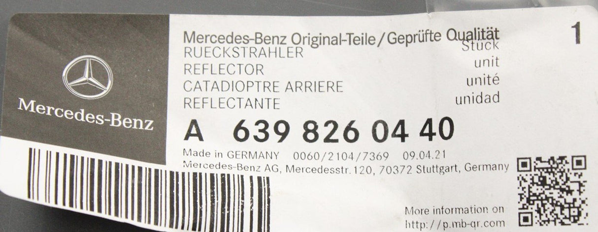 Mercedes-Benz rear bumper reflector (left) A6398260440