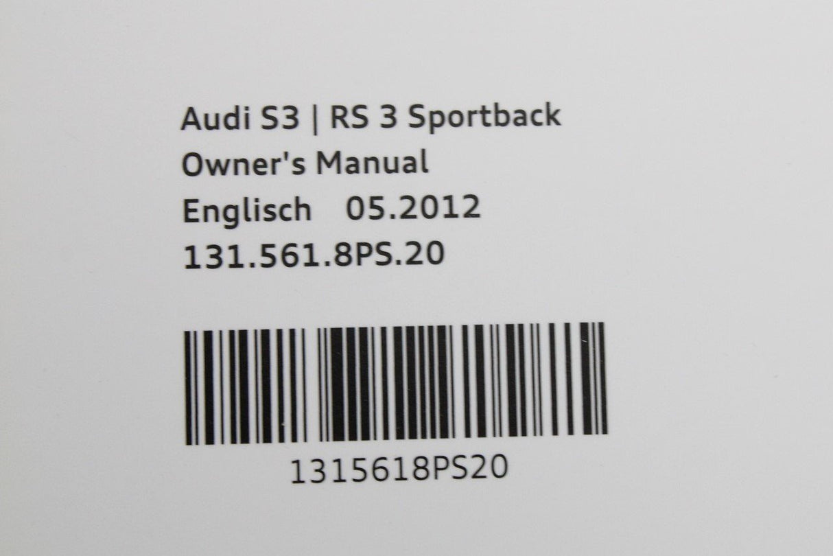 Audi S3 RS3 8P 2011-2013 owners manual handbook booklet 1315618PS20