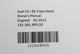 Audi S3 RS3 8P 2011-2013 owners manual handbook booklet 1315618PS20