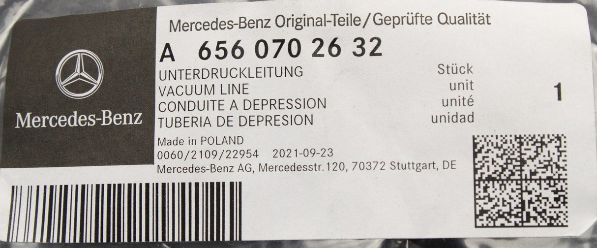 Mercedes-Benz vacuum line hose A6560702632