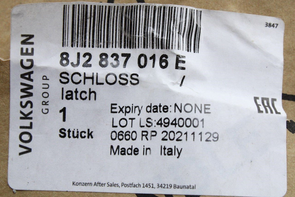 Audi A4 A6 A7 Q5 Q7 RS4 RS5 RS6 RS7 front door lock (right) 8J2837016E