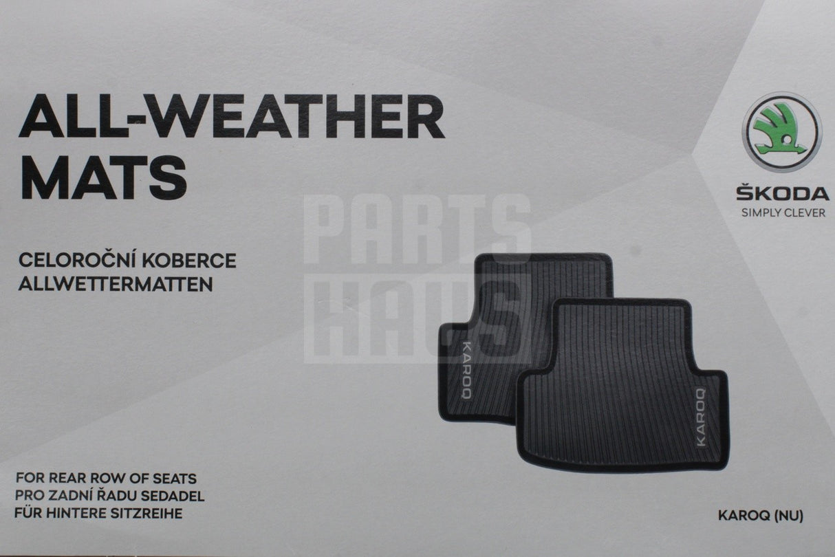 Skoda Karoq 2018-on rear all weather rubber floor mats 57A061512A