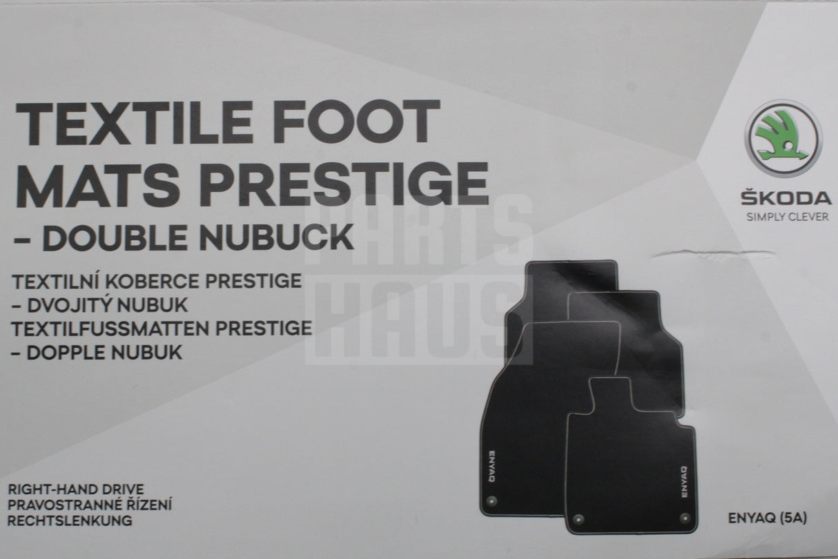 Skoda Enyaq 2021-on RHD prestige textile floor mats set 5LG061270A