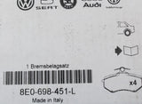 Audi A4 A6 Rear brake pads for 245x10 ~ 269x22mm brake disc 8E0698451L