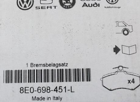 Audi A4 A6 Rear brake pads for 245x10 ~ 269x22mm brake disc 8E0698451L