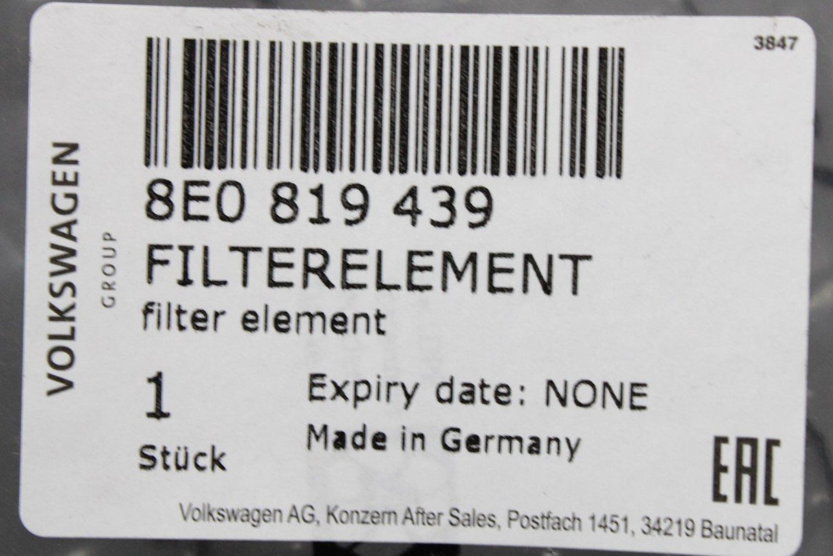 Audi A4 S4 RS4 2001-09 B6 B7 Pollen dust filter insert 8E0819439