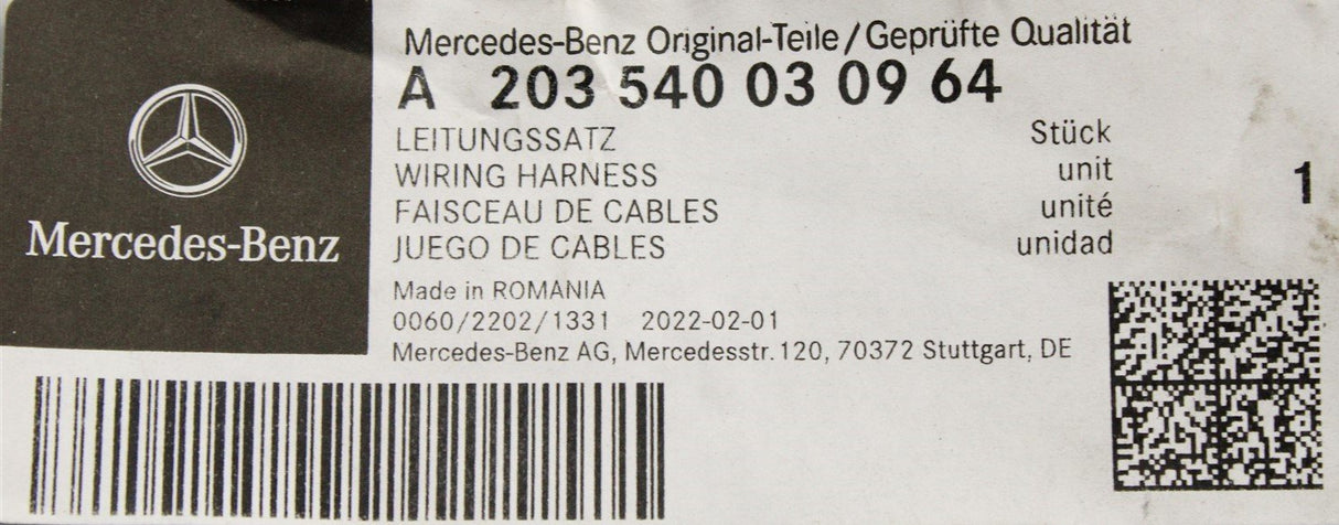Mercedes-Benz C-Class brake pad wear sensor A203540030964