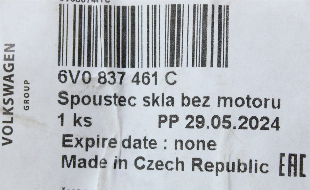 Skoda Fabia 2015-2023 front window regulator (left) 6V0837461C