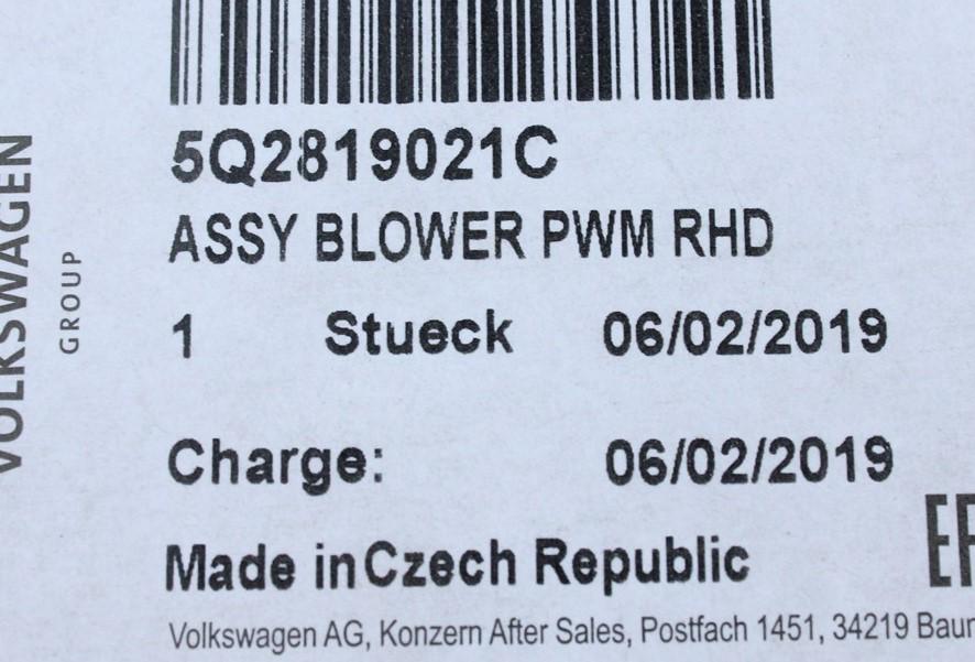 VW Golf Audi A3 Skoda Octavia SEAT Leon Heater fan (RHD) 5Q2819021C