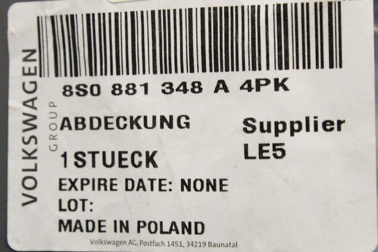 Audi TT TTRS A6 A7 RS6 RS7 seat rail end cap (right) 8S0881348A 4PK