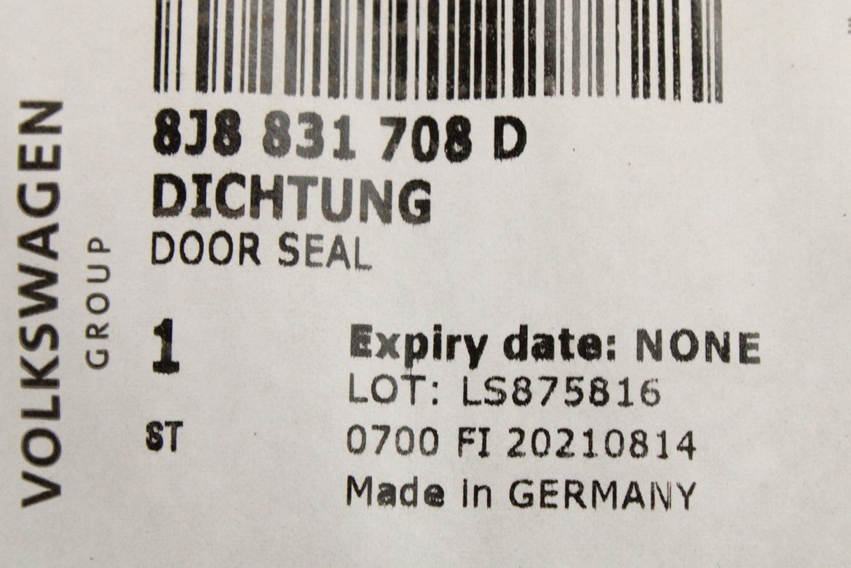 Audi TT TTS TTRS Coupe 2007-2014 inner door seal (right) 8J8831708D