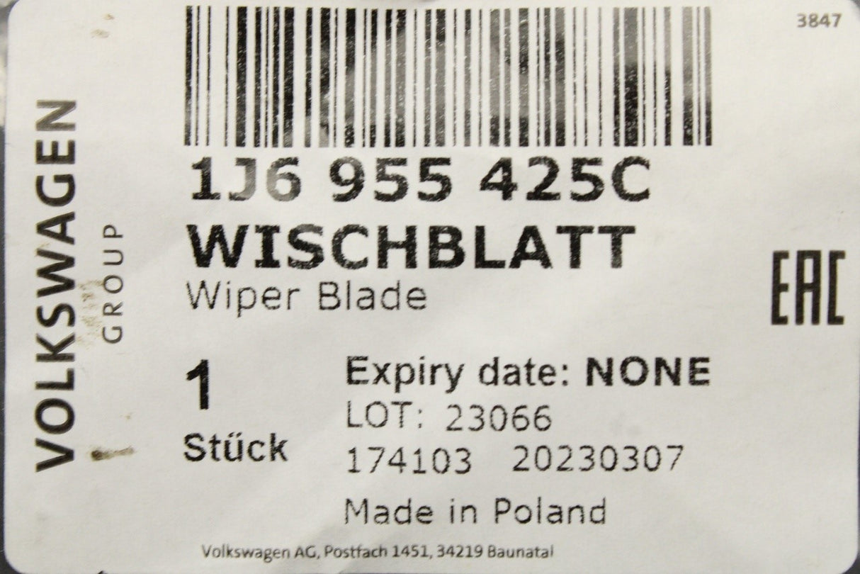 VW Golf MK3 Vento Passat rear screen wiper blade 1J6955425C