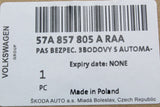 Skoda Karoq 2018- Rear three point seat belt with tensioner 57A857805A RAA