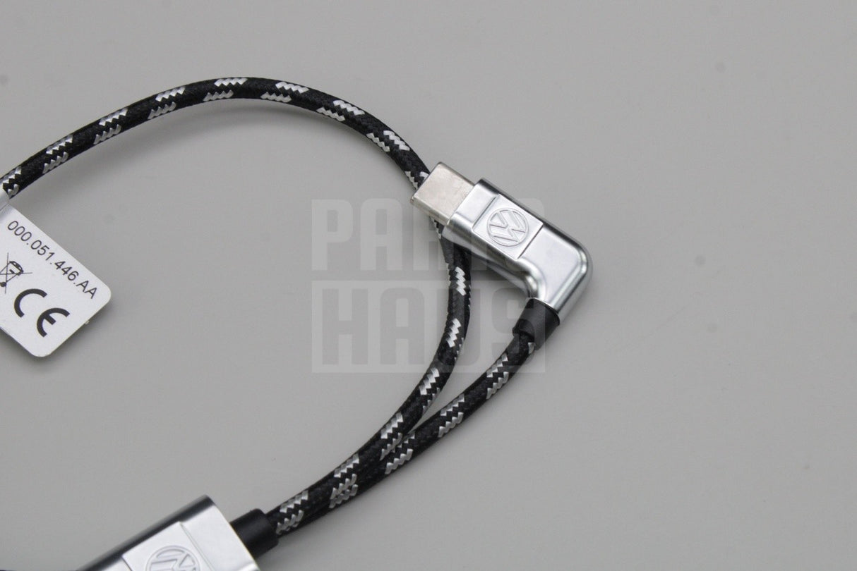 VW Volkswagen USB-C to USB-C braided media in cable (30cm) 000051446BG