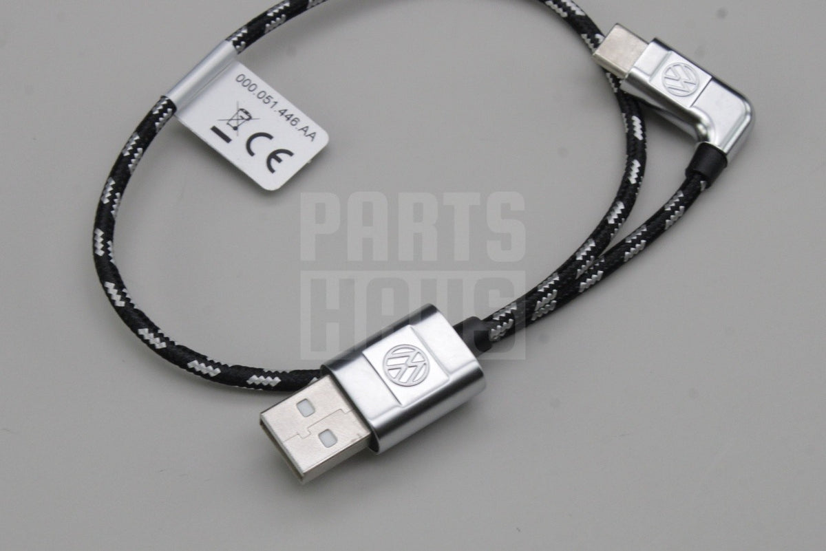 VW Volkswagen USB-A to USB-C braided media in cable (30cm) 000051446AJ