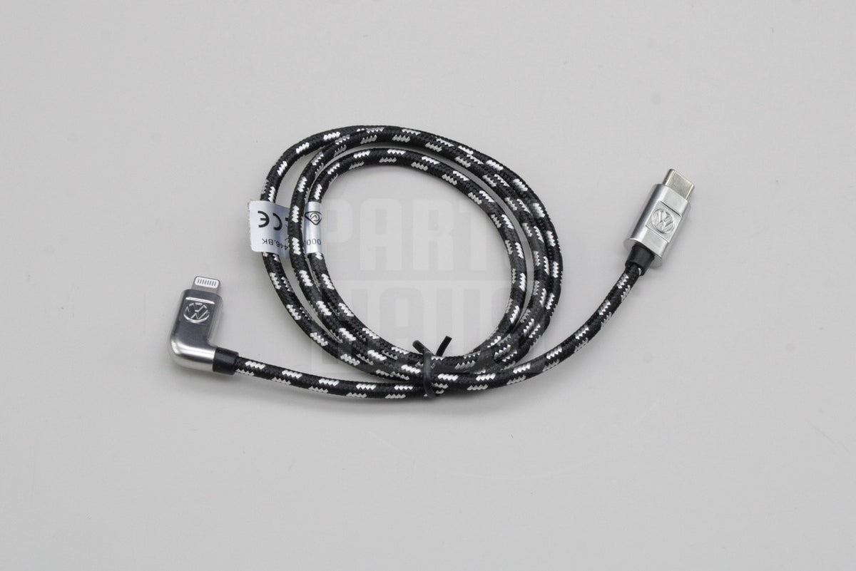 VW Volkswagen USB-C to Apple Lightning iPhone cable 30cm 000051446BK, view 1