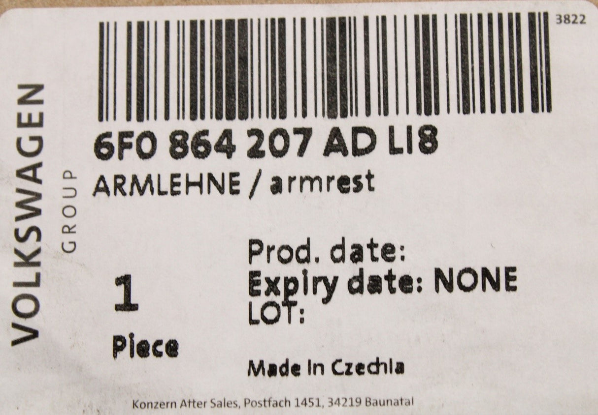 VW Polo AW 2018-on centre armrest 6F0864207AD LI8