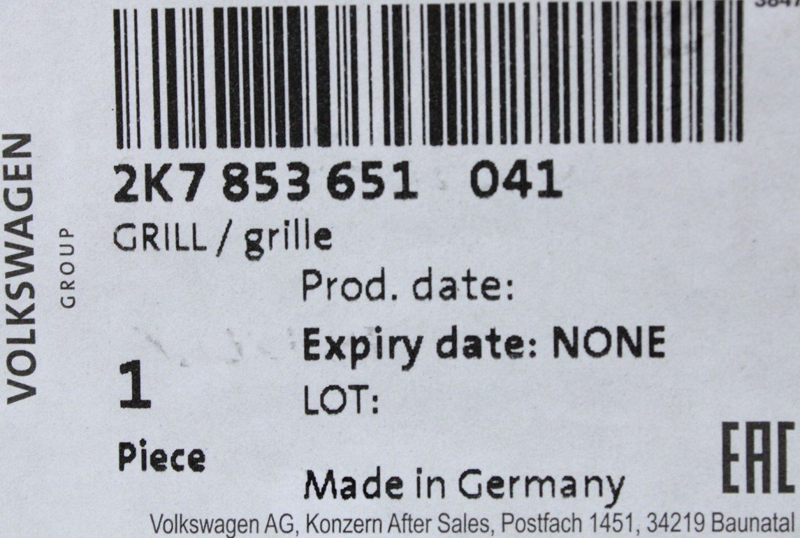 VW Caddy 2021-on front radiator grille (gloss black) 2K7853651 041