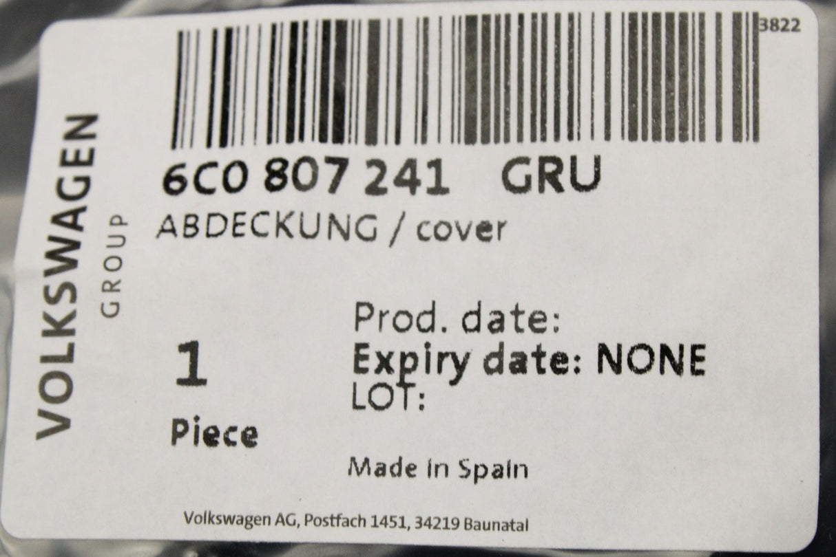 VW Polo 6C 2015-18 front bumper towing eye cover trim 6C0807241 GRU