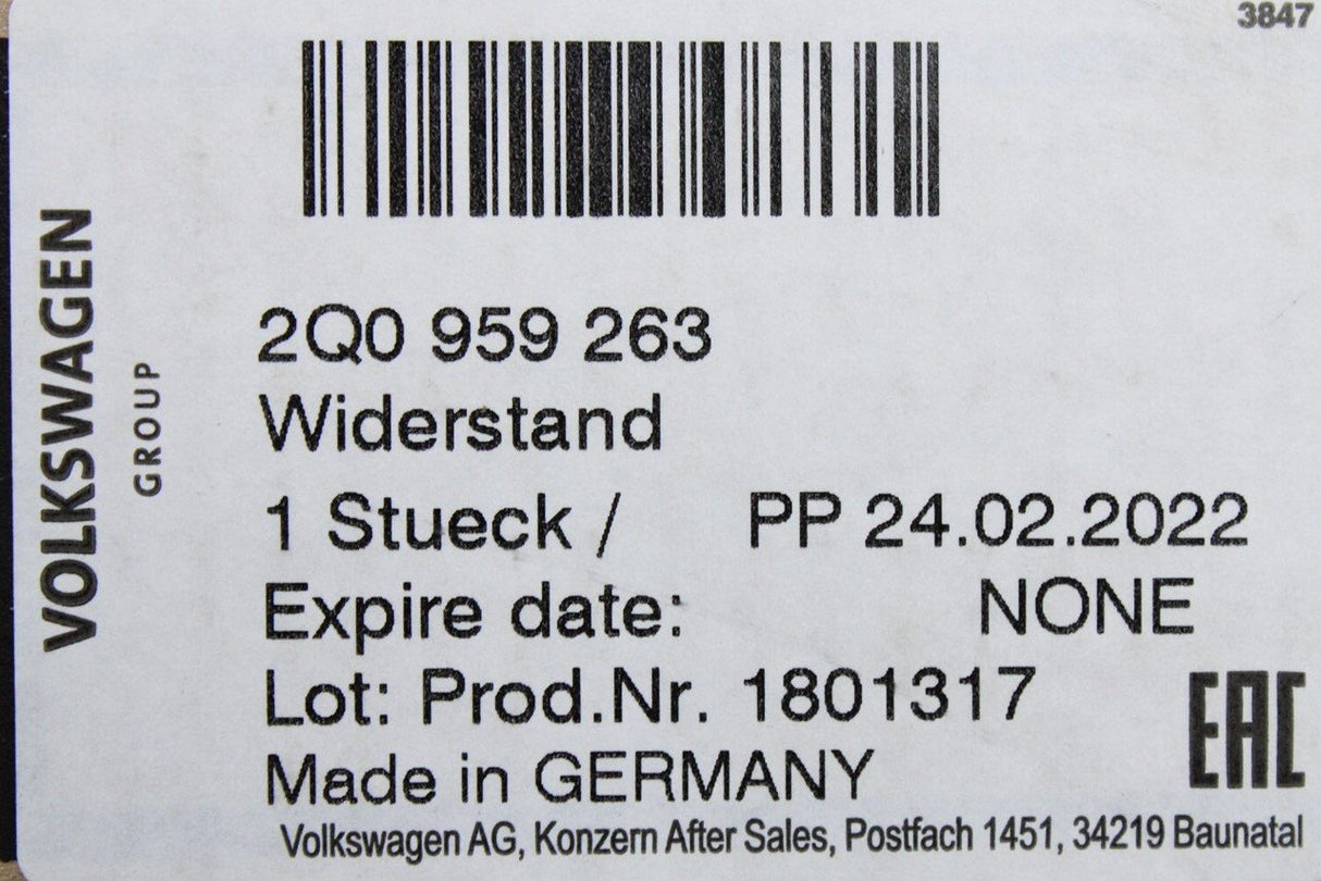 VW Polo AW T-Cross SEAT Ibiza Arona heater blower fan resistor 2Q0959263