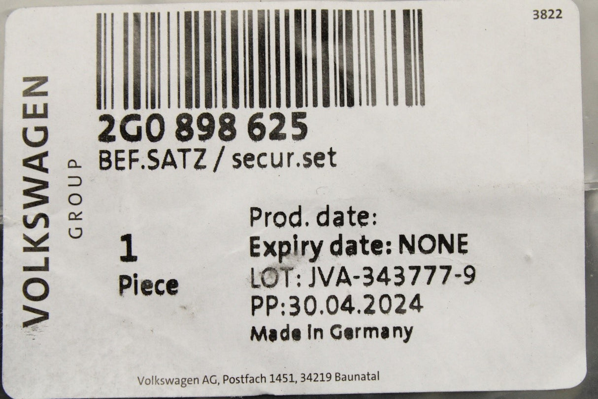 VW Polo AW 2018-on front wing attachment parts set 2G0898625