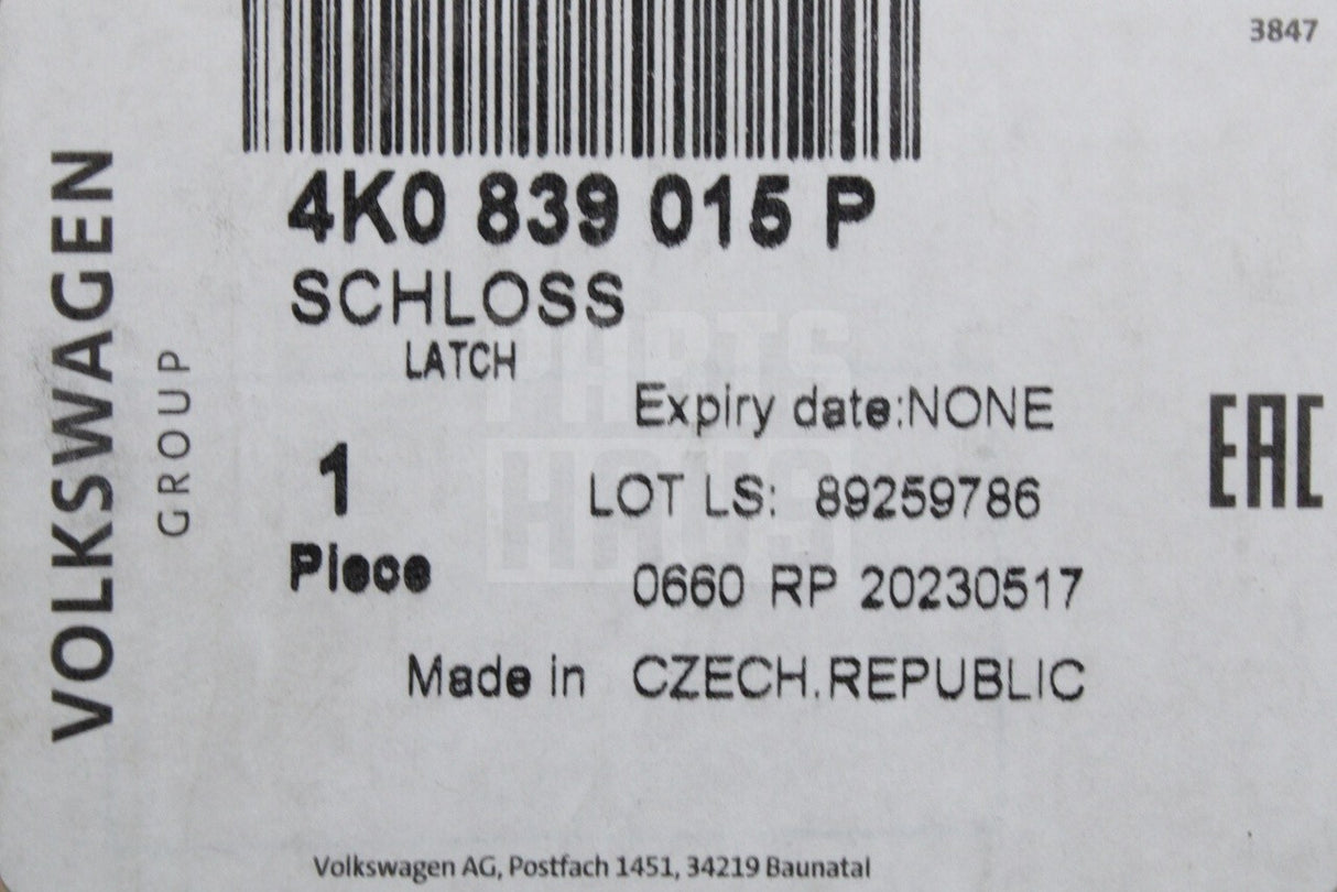 Audi A6 S6 RS6 2019-on A7 RS7 Q8 RSQ8 rear door lock (left) 4K0839015P