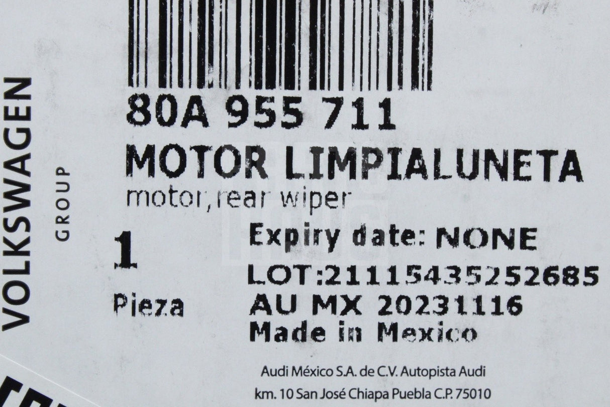 Audi Q5 2017-2025 rear window wiper motor 80A955711
